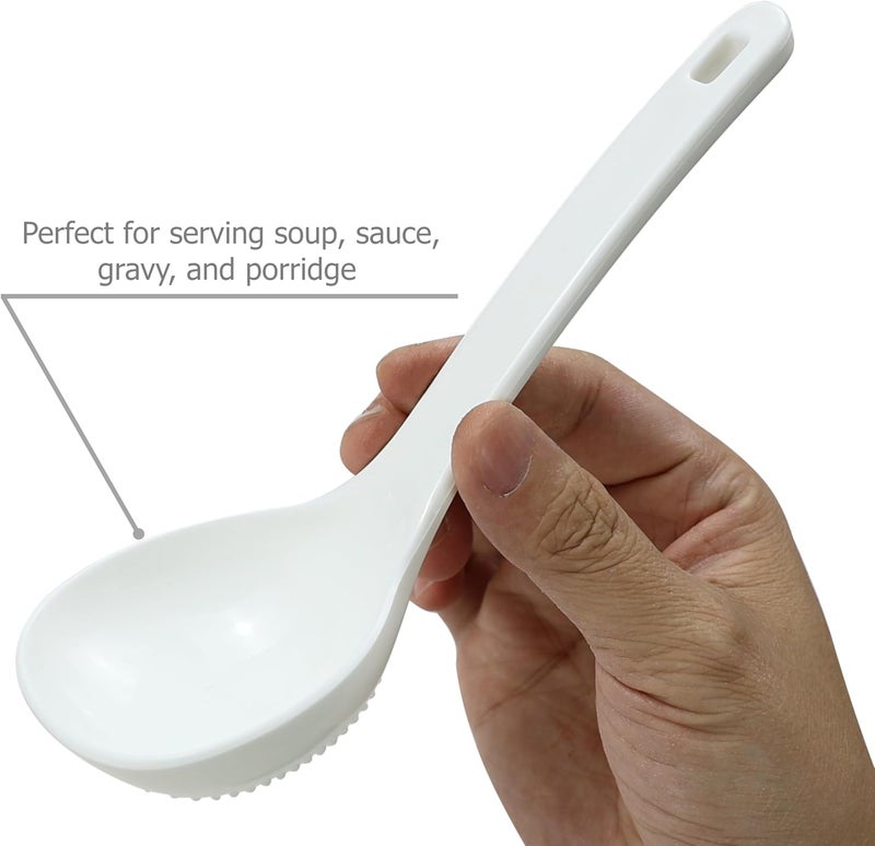 EIKS 2 Pack Plastic Soup Ladle Serving Spoon for Serving Cooking Mixing Stews Noodles Rice Soup - 7.5 inch Long - Image 2